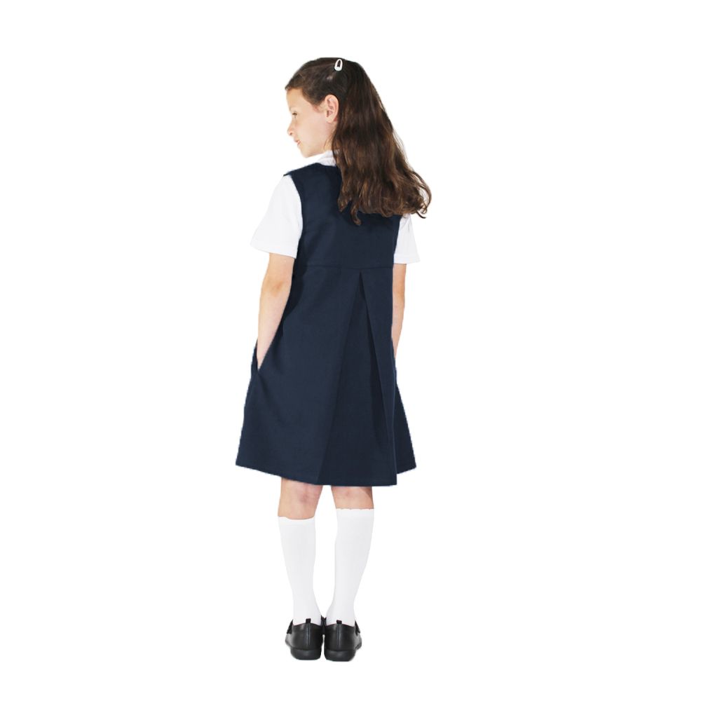 SCHOOL NAVY PINAFORE DRESS WITH A FRONT PLEAT - 100% ORGANIC COTTON ...